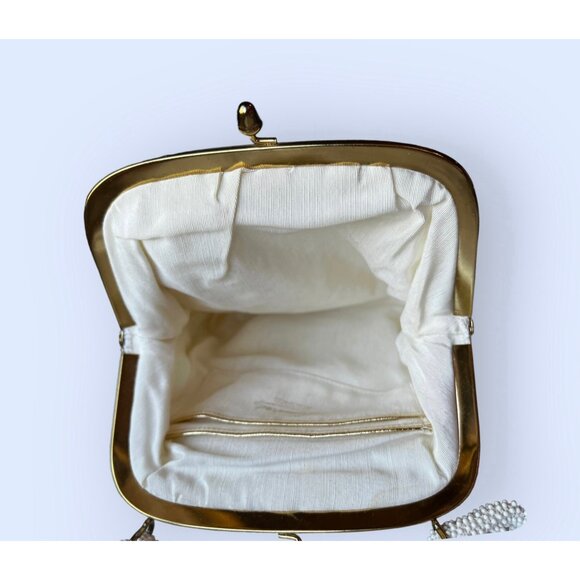 Lumared beaded Purse Handbag Vintage 50s MCM White - Picture 5 of 9